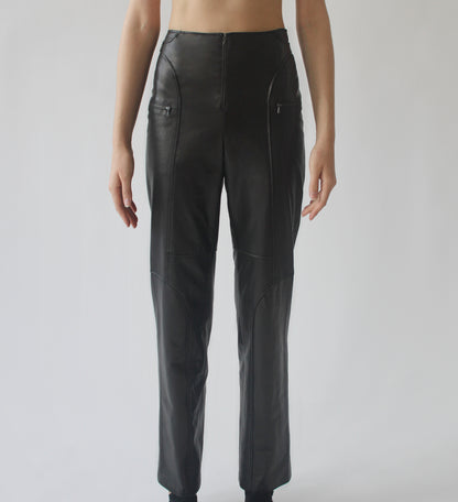 LEATHER PATCHWORK PANTS